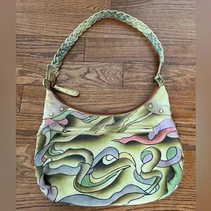 Magnifigue hand painted leather hobo bag